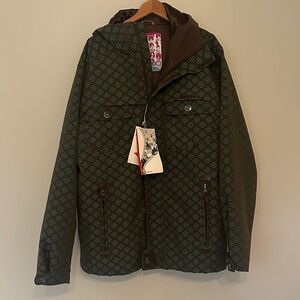 Burton Men's Dark Green Patterned Ski Jacket